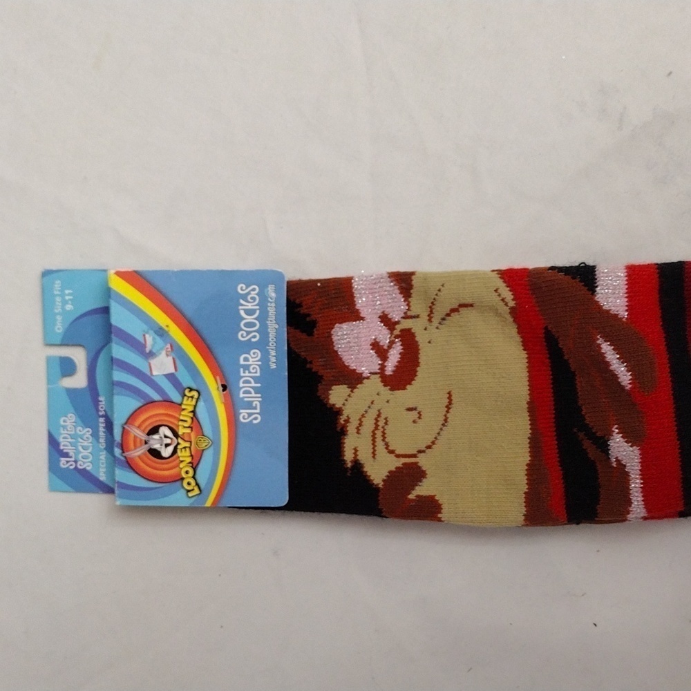 NWT Vintage Looney Tunes Taz Slipper Socks size 9-11